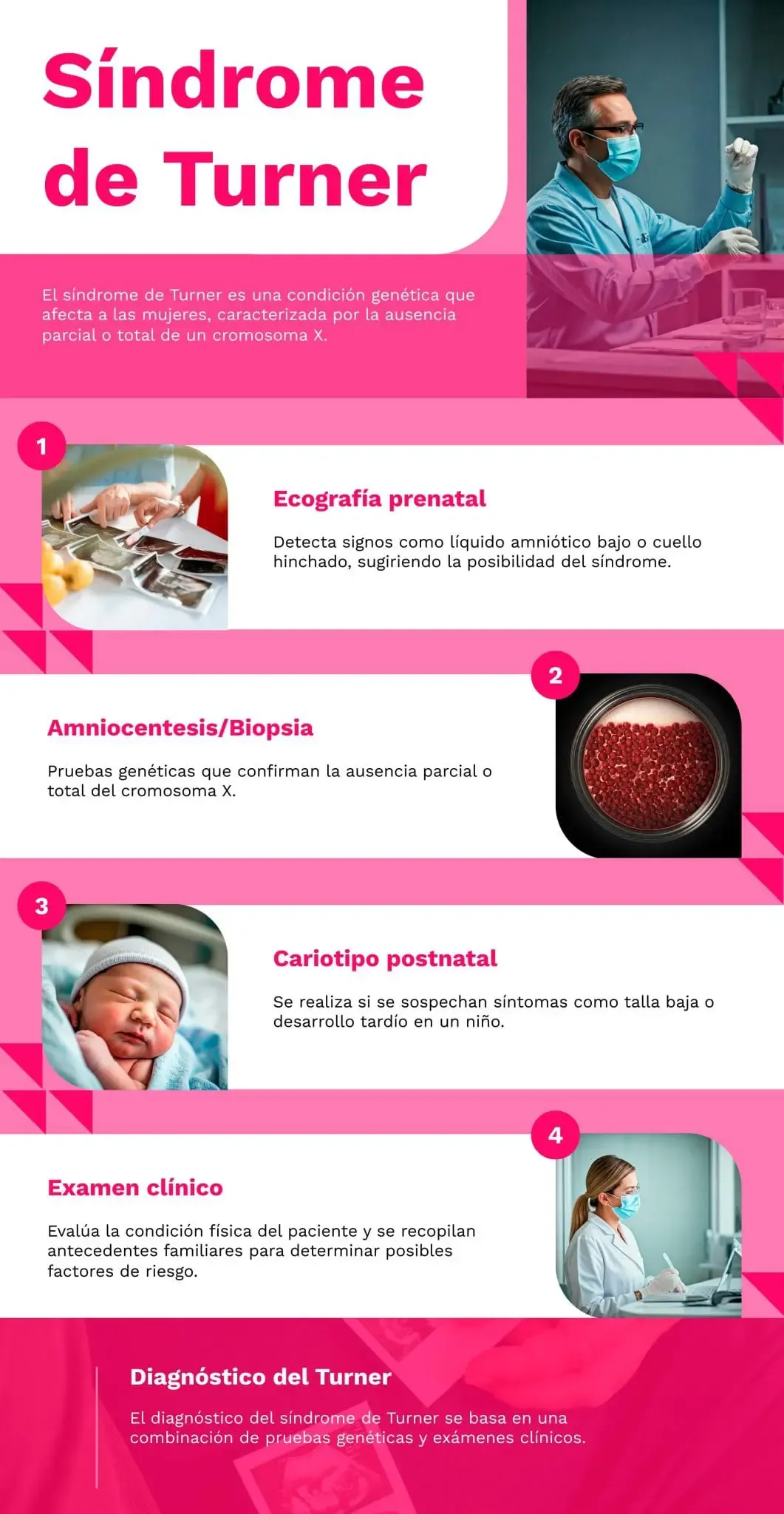 Infografía sobre el síndrome de Turner: causas, síntomas y tratamiento médico en Medellín